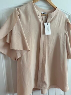 Women's Ruffle Sleeve Boutique Blouse - Cream